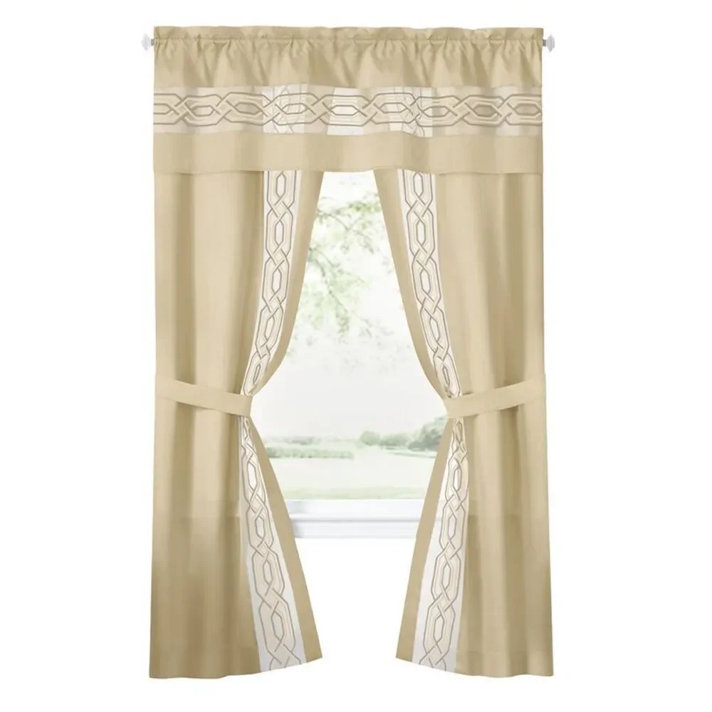 PowerSellerUSA Crisp & Clean Minimalist Two-Tone Window Curtain Set with